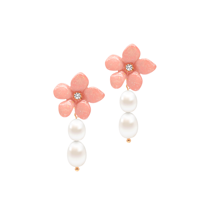 Sahi Lilys Flower Pearl Drop Dangle Earrings
