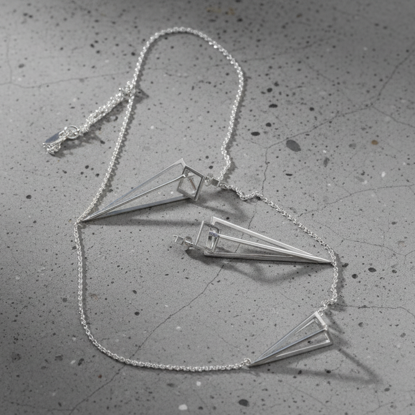 925 Silver Pyramid Pendant Necklace