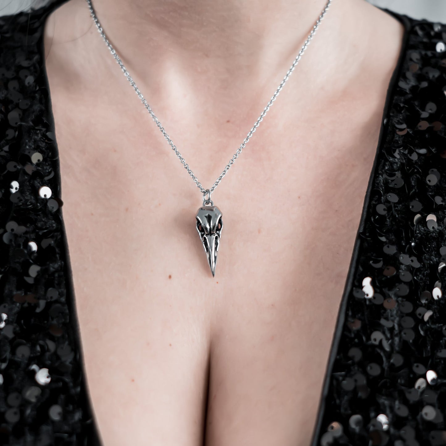 Raven Bird Skull Necklace
