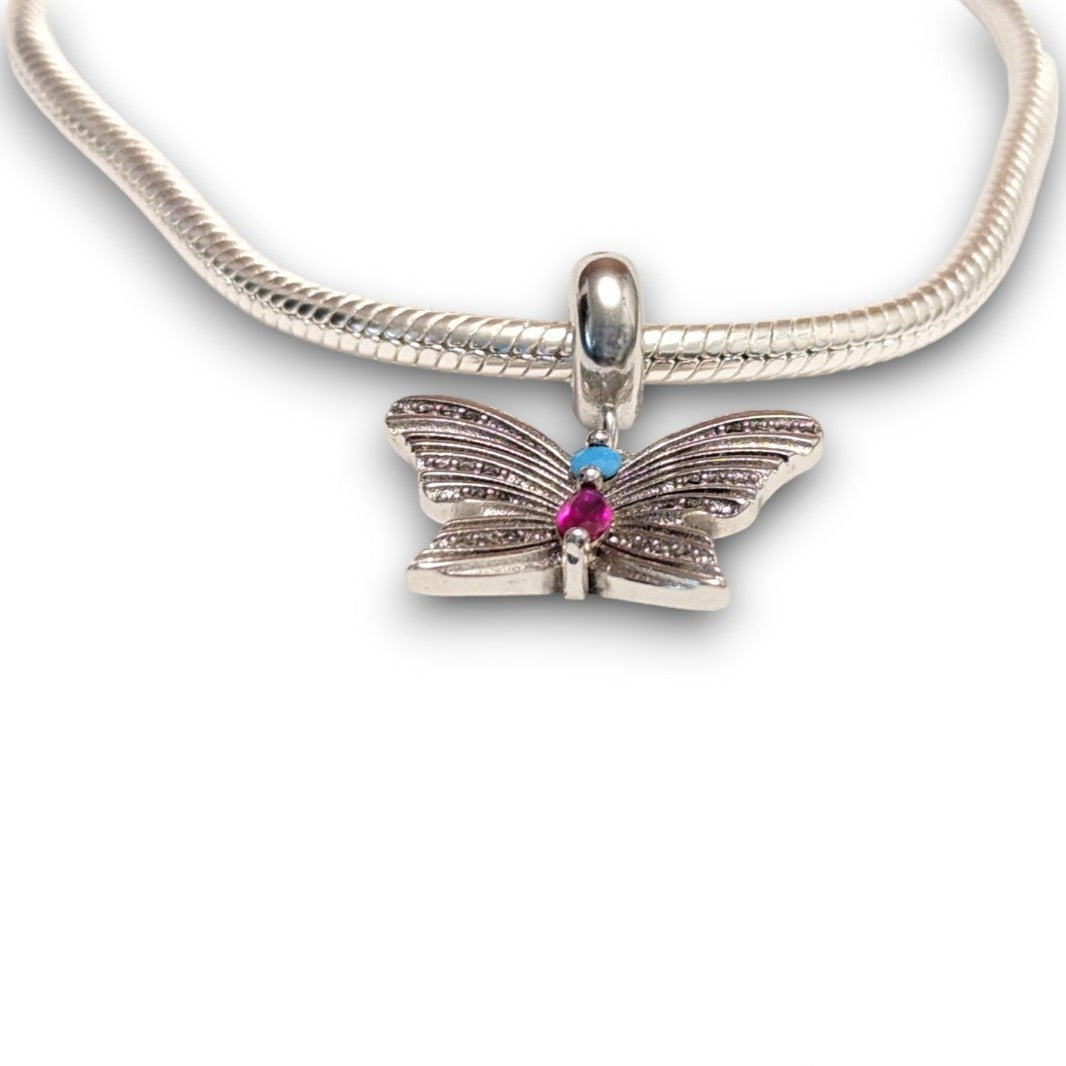 Silver Butterfly Dangle Charm