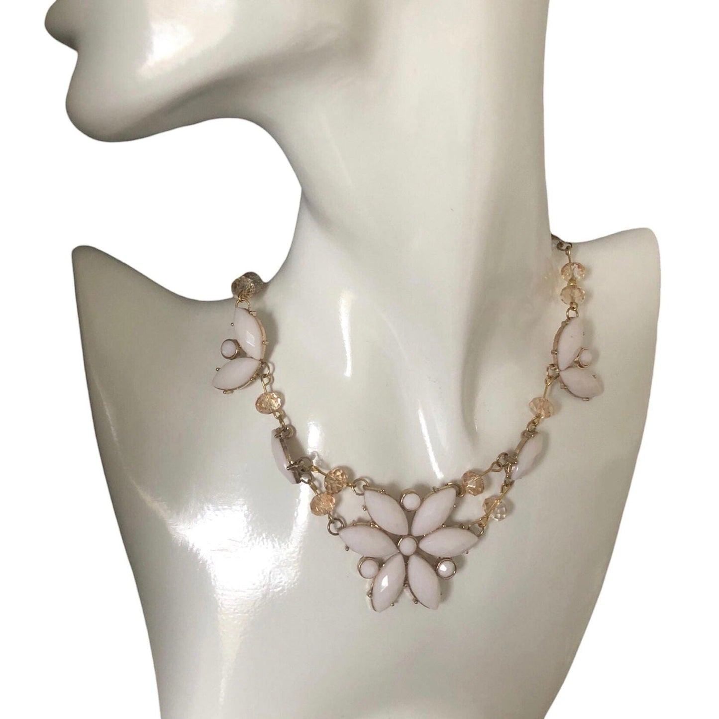 Flowery Vintage Style Bib Necklace