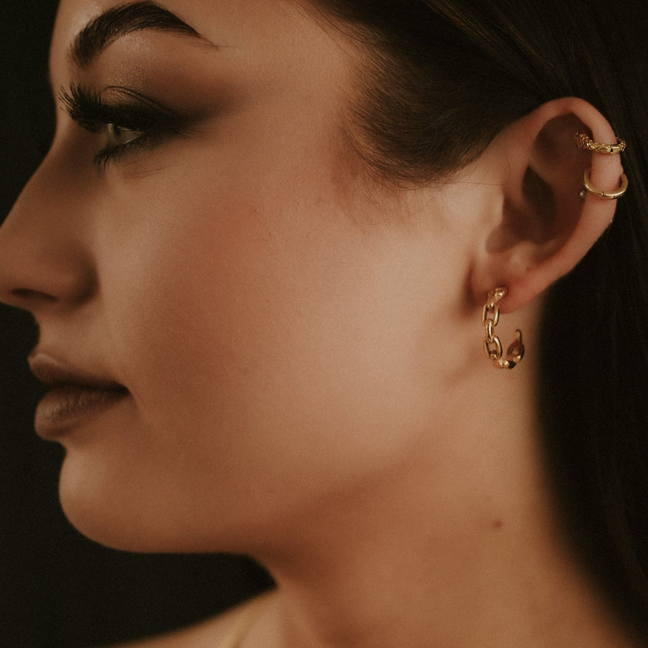 Chained Up Gold Chain Hoop Earrings
