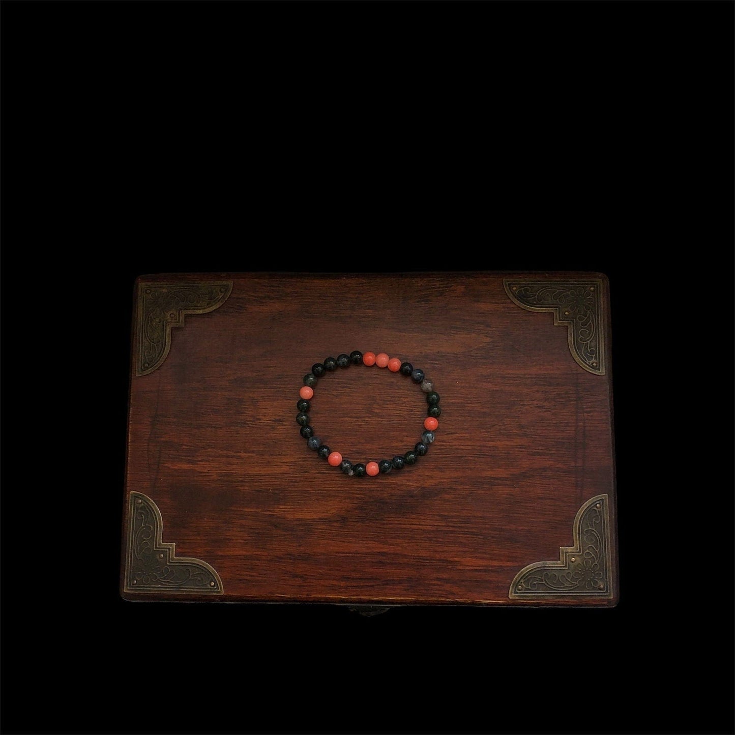 Red Jade and Moss Agate Beaded Bracelet