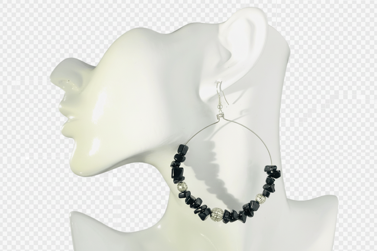 Statement Handmade Hoop Earrings With Jade