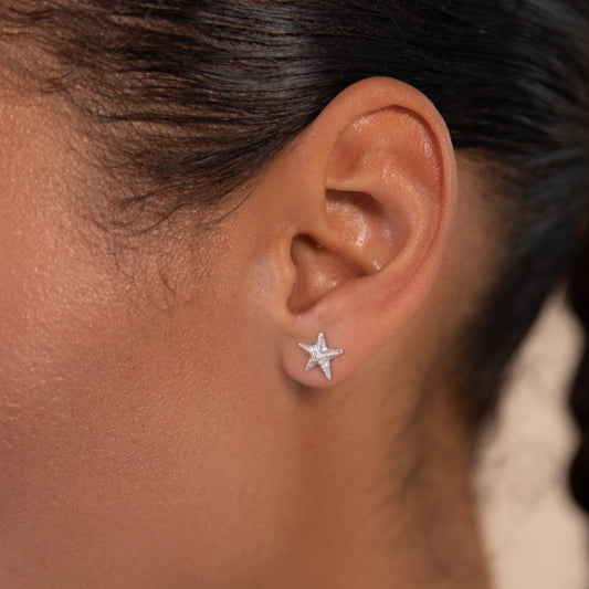 Silver Starfish Stud
