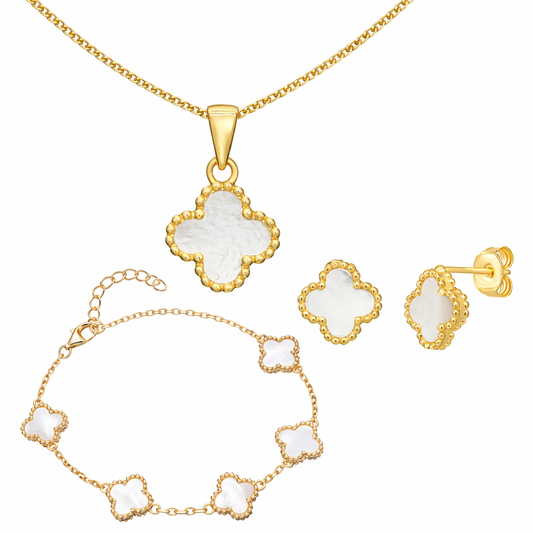 Mother Of Pearl Clover Jewellery Set