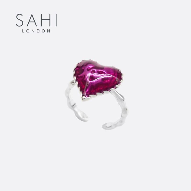 Sahi Love Heart Enamel Adjustable Ring