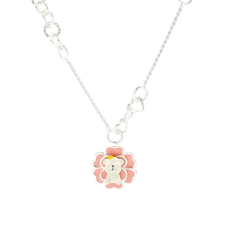 Sahi Camellia Bear Pendant Charm Necklace