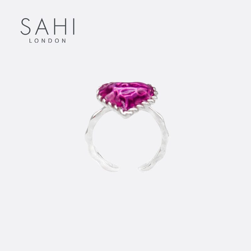 Sahi Love Heart Enamel Adjustable Ring