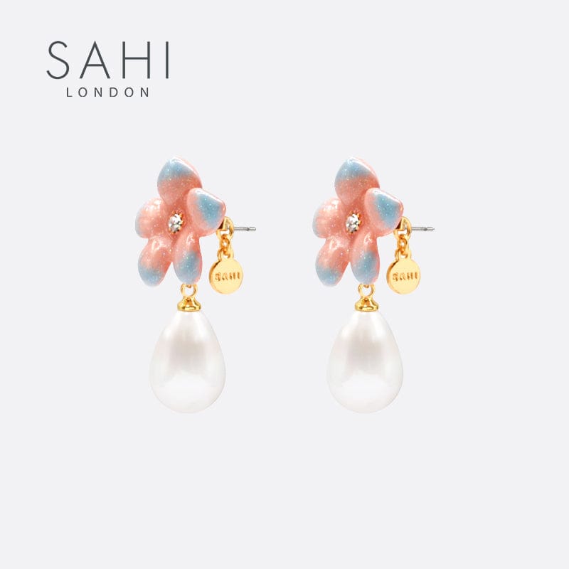Sahi Lilys Flower Pearl Drop Earrings