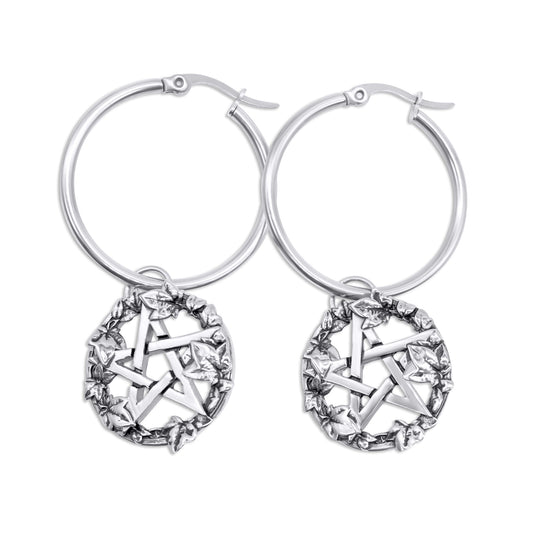 Green Witch Pentacle Hoops