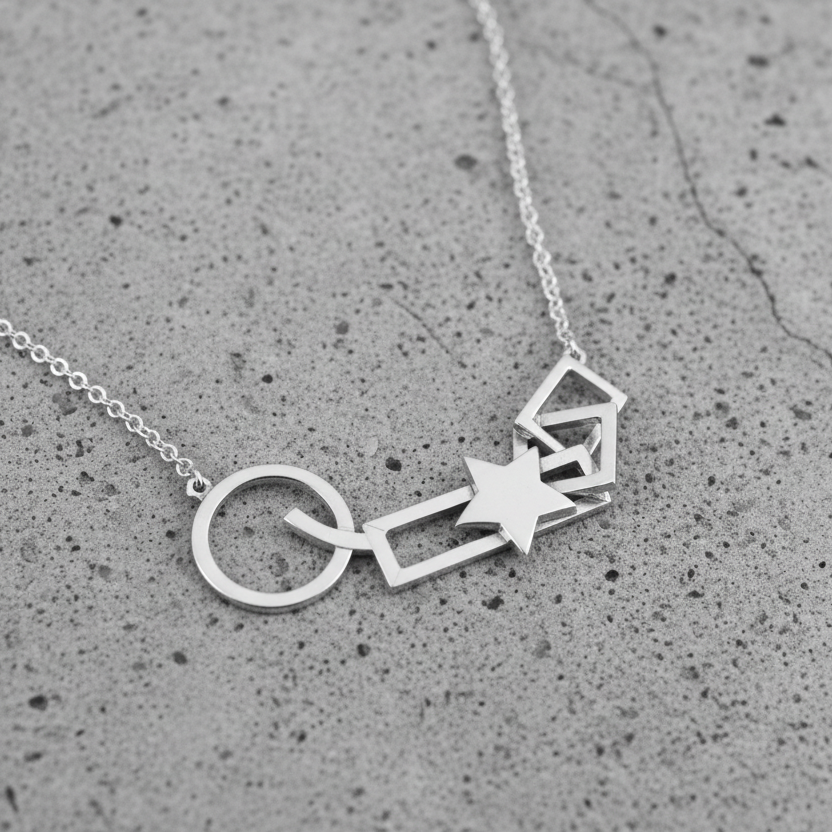 925  Silver Abstract Geometric Necklace