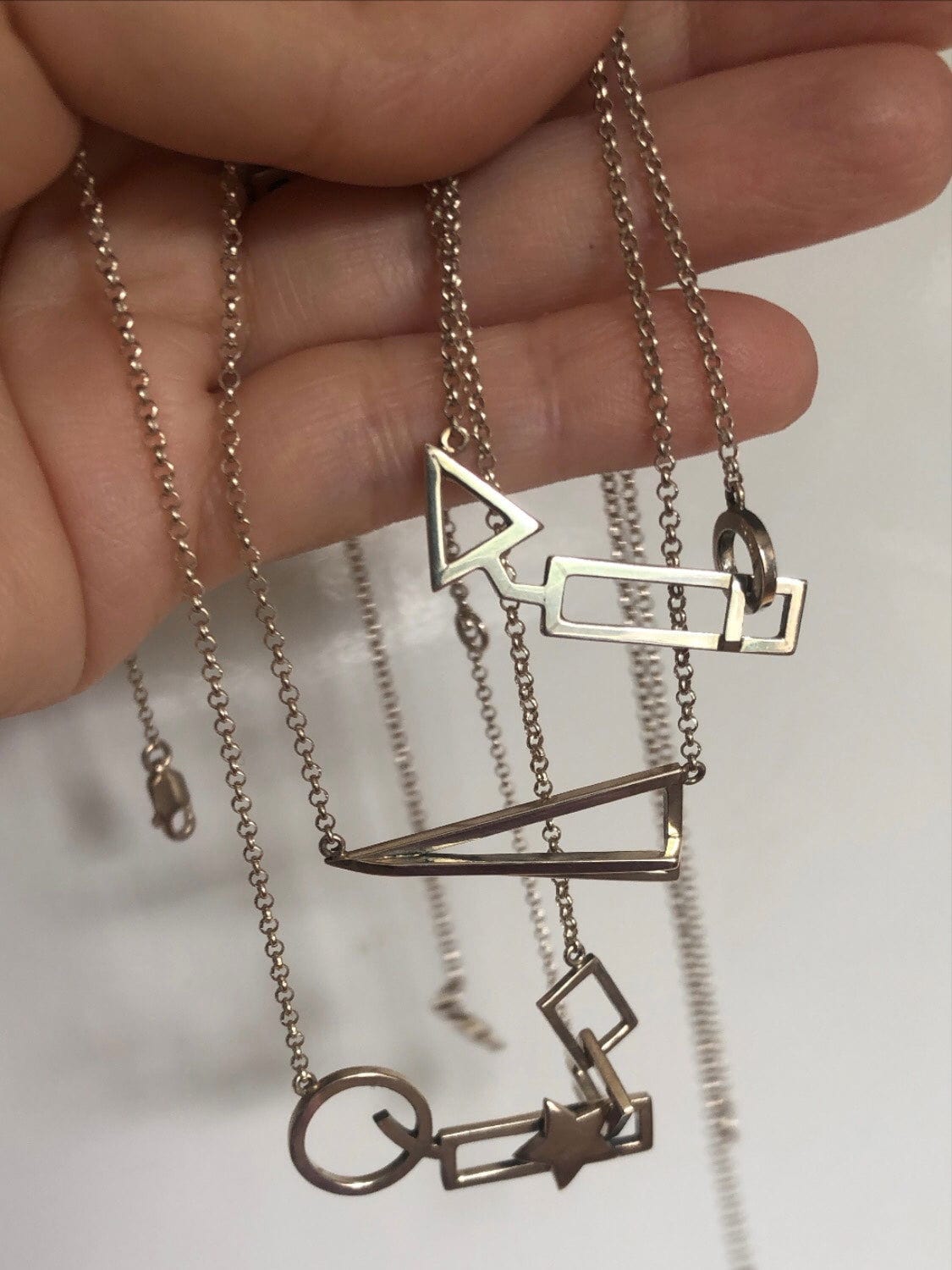 925 Silver Pyramid Pendant Necklace