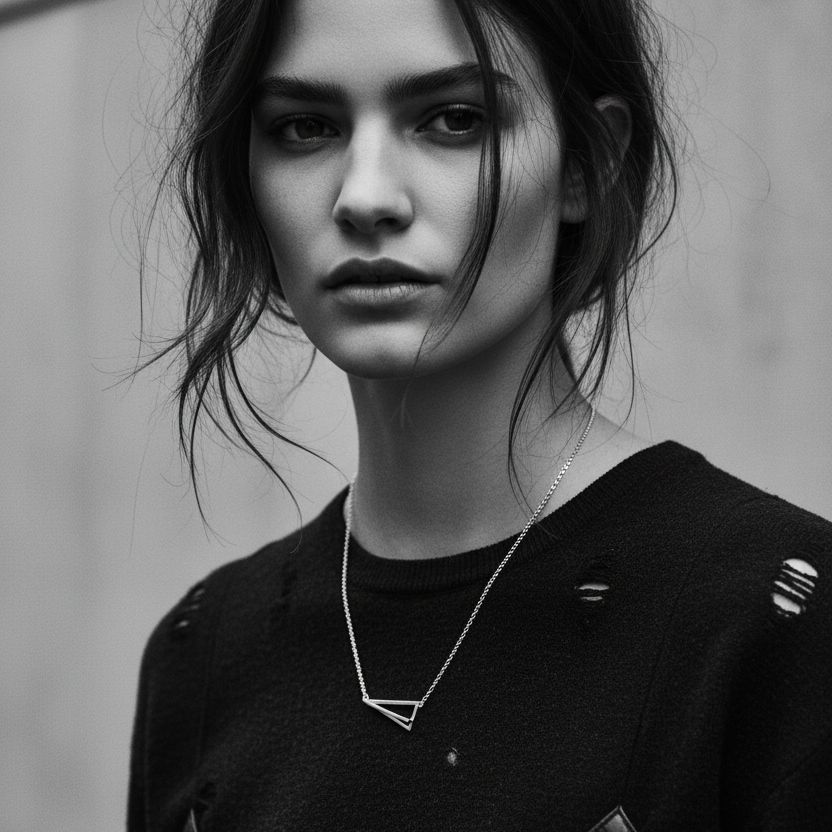 925 Silver Pyramid Pendant Necklace