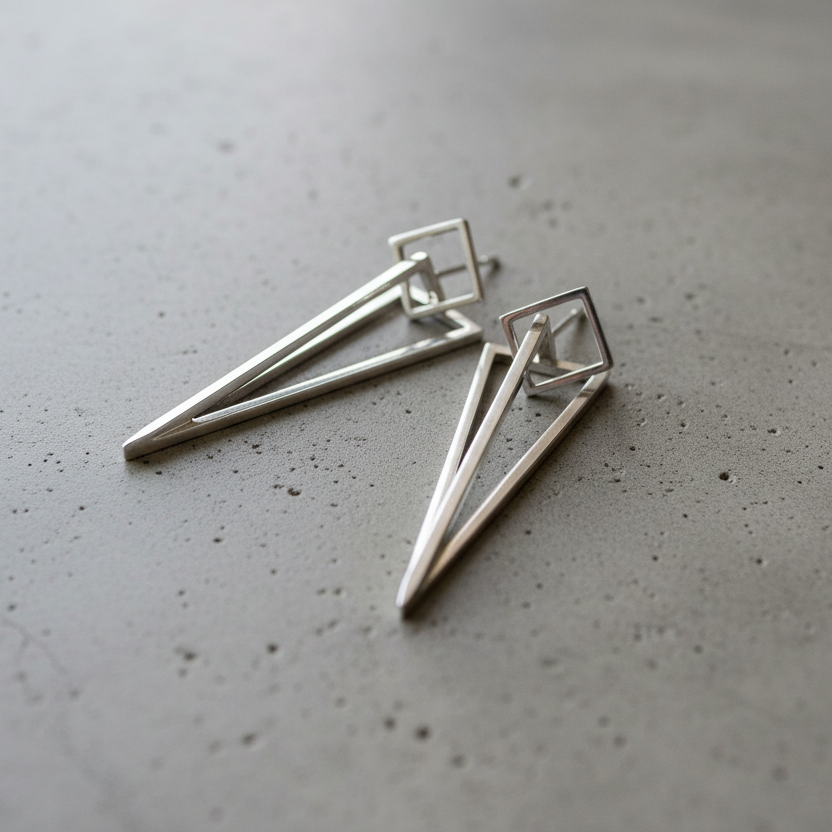 925 Silver Pyramid Stud Earrings