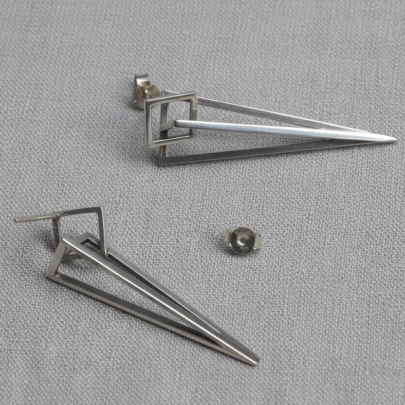 925 Silver Pyramid Stud Earrings