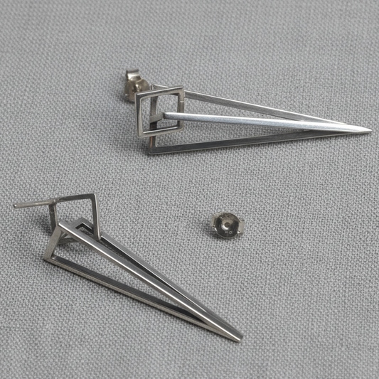 925 Silver Pyramid Stud Earrings
