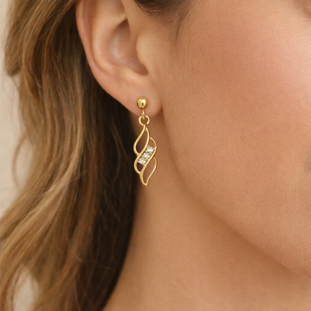 Cubic Zirconia Twist Drop Earrings