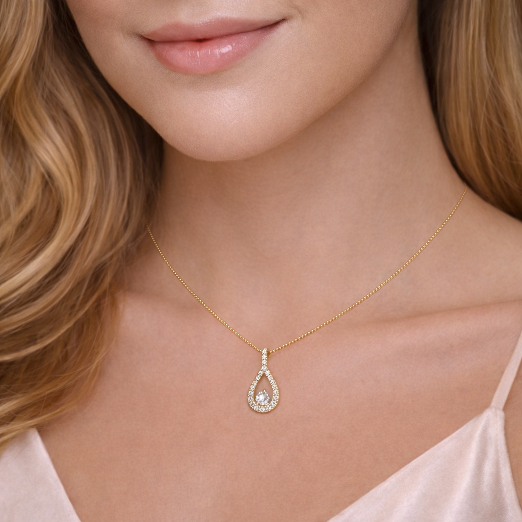 Hallie Oval Drop Pendant Necklace