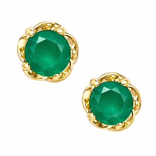 Emerald Round Stud Earrings