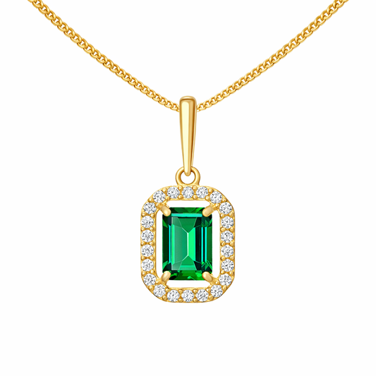 Emerald Cut Cubic Zirconia Pendant Necklace