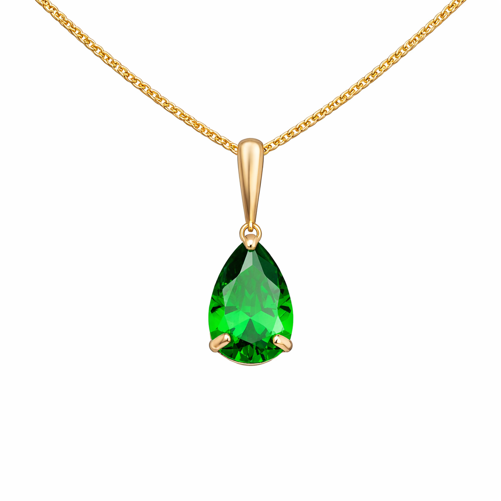 Emerald Pear Pendant Necklace