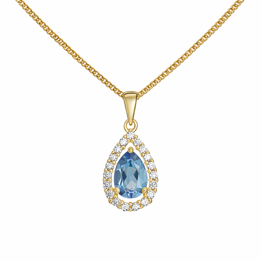 Blue Topaz Teardrop Pendant Necklace