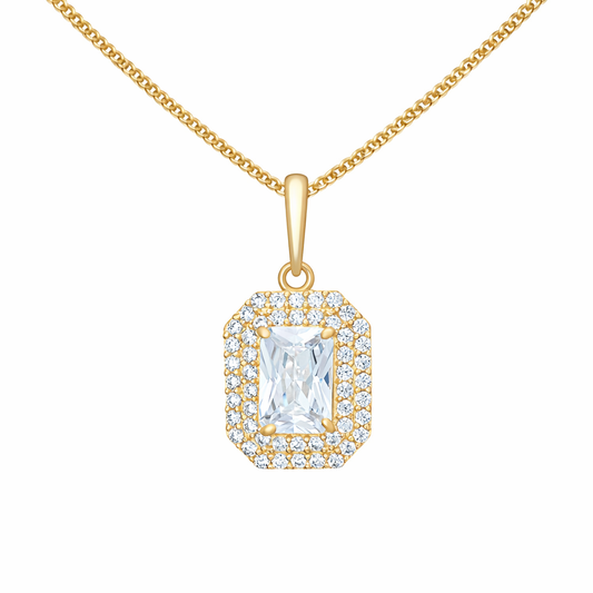 Oblong Halo Pendant Necklace