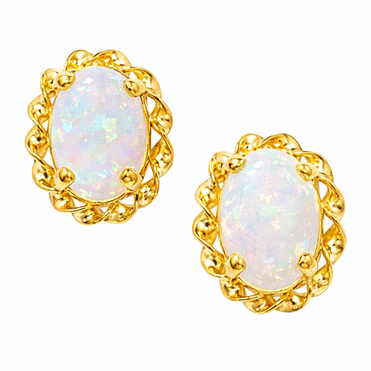 Oval Opal Stud Earrings