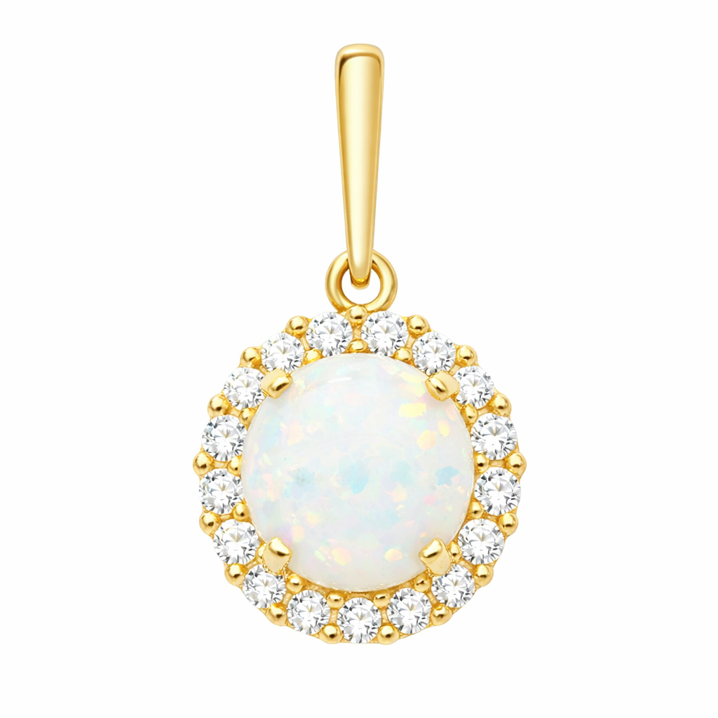 Opal Halo Pendant Necklace