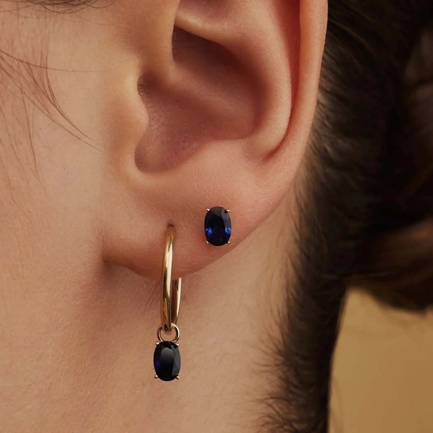 Midnight Oval Studs Earrings