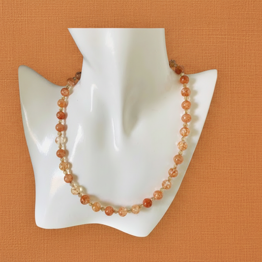 Crackle Quartz and Czech Crystal Beaded Necklace