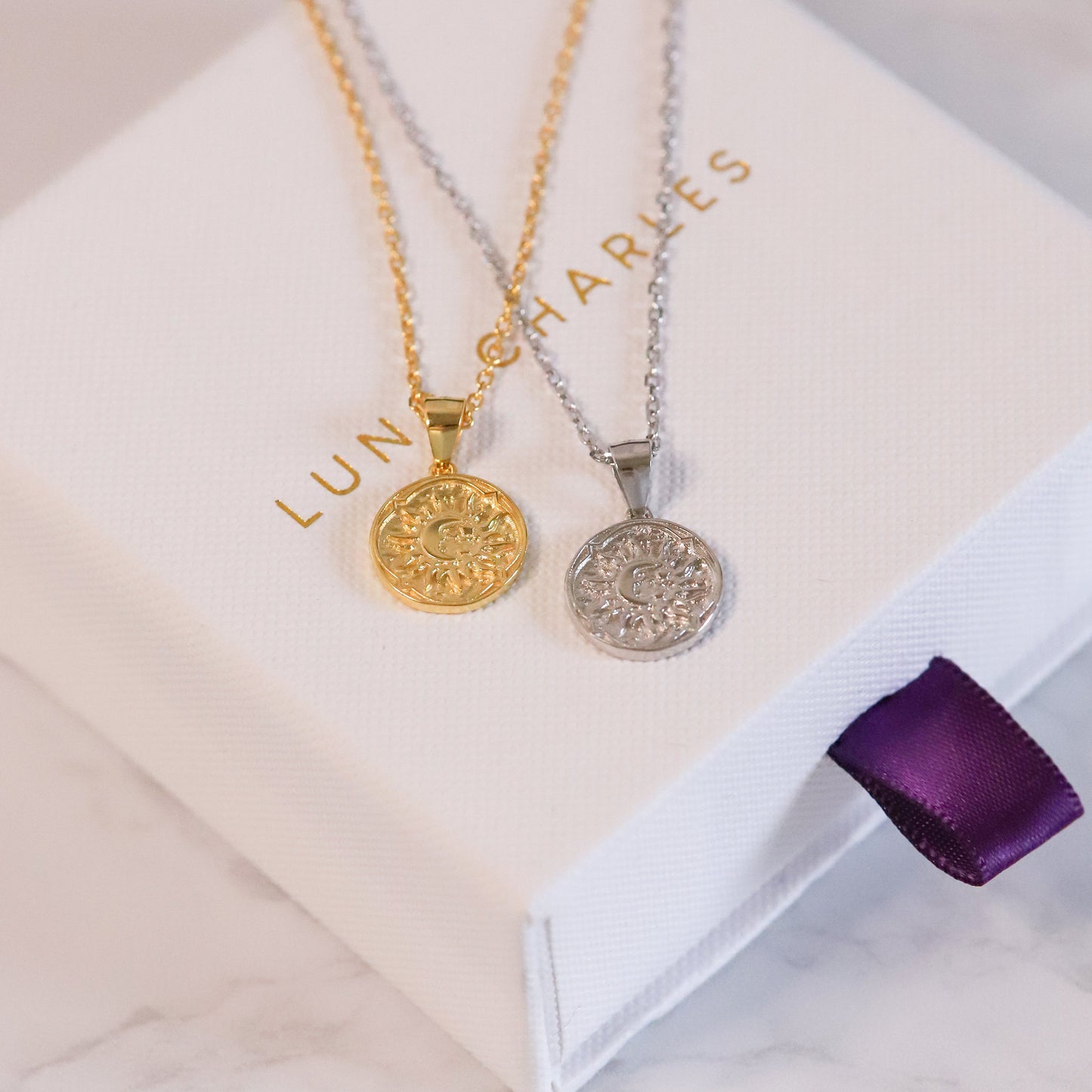 Alba Sun Coin Necklace | 925 Sterling Silver