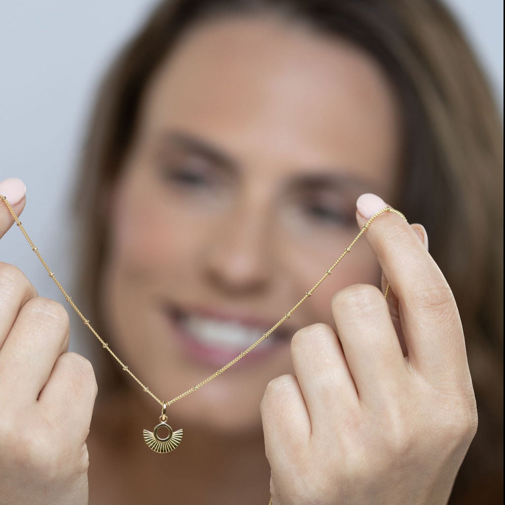 Art Deco Fan Gold Satellite Chain Necklace