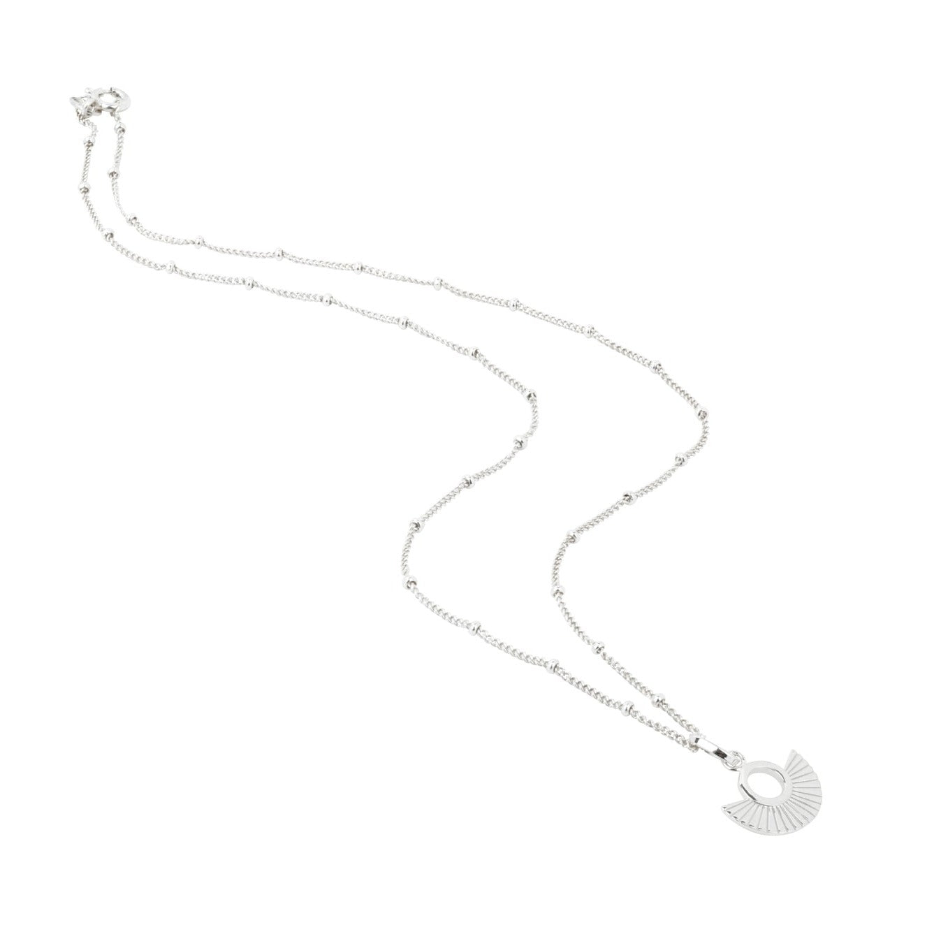 Art Deco Fan Silver Satellite Chain Necklace