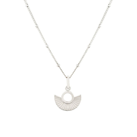 Art Deco Fan Silver Satellite Chain Necklace