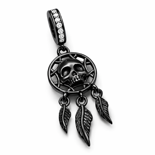 Black Skull Dream Catcher Charm