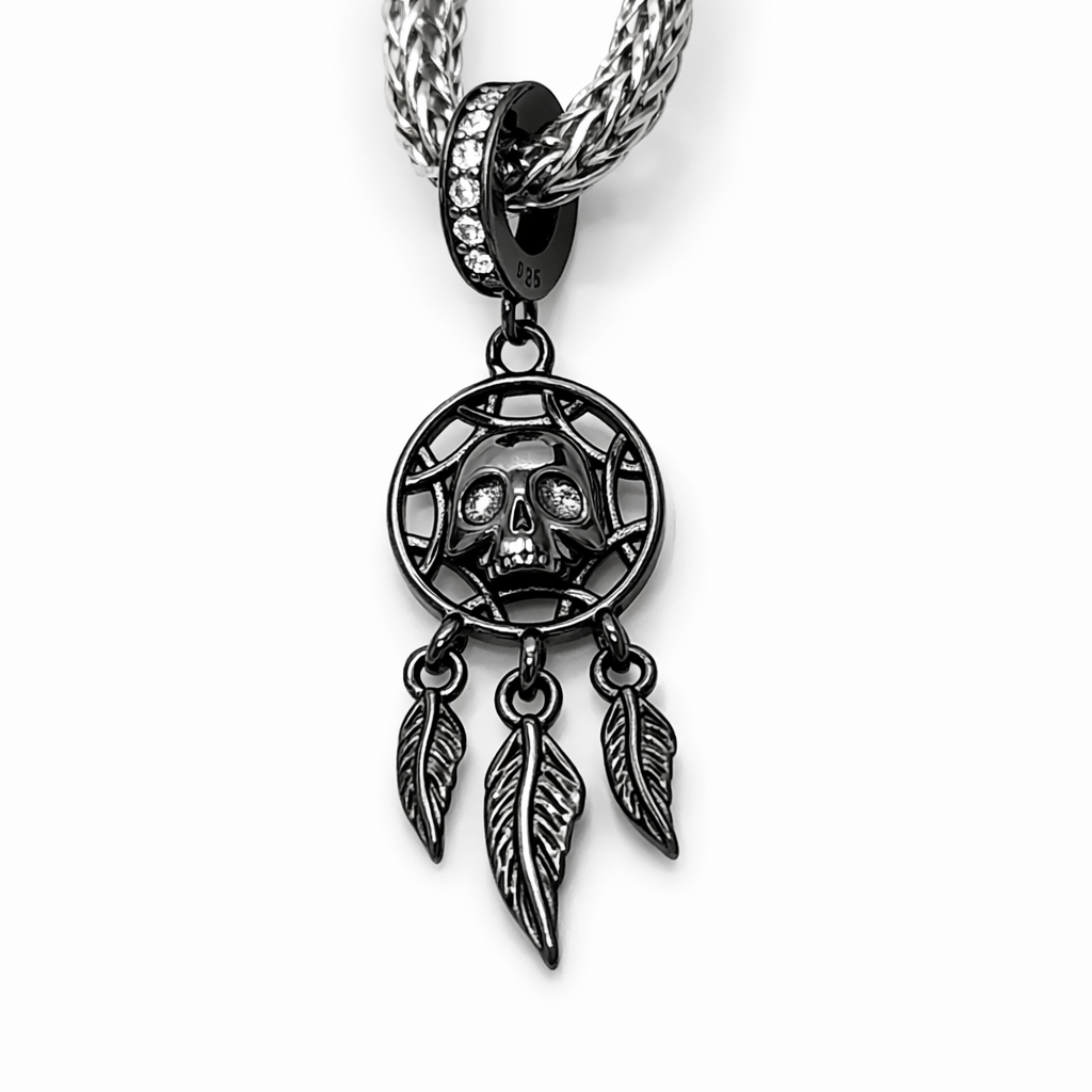 Black Skull Dream Catcher Charm