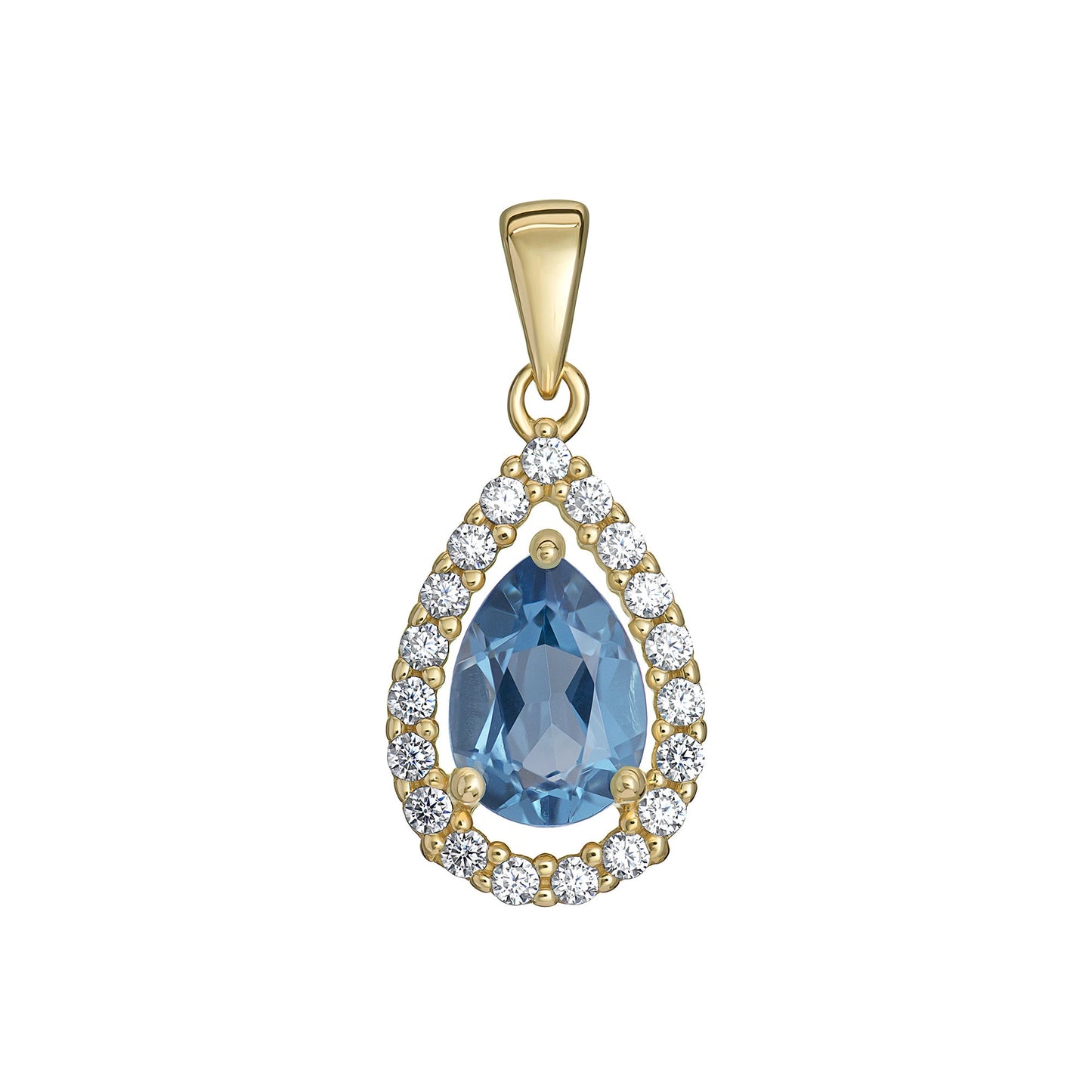 Blue Topaz Teardrop Pendant Necklace