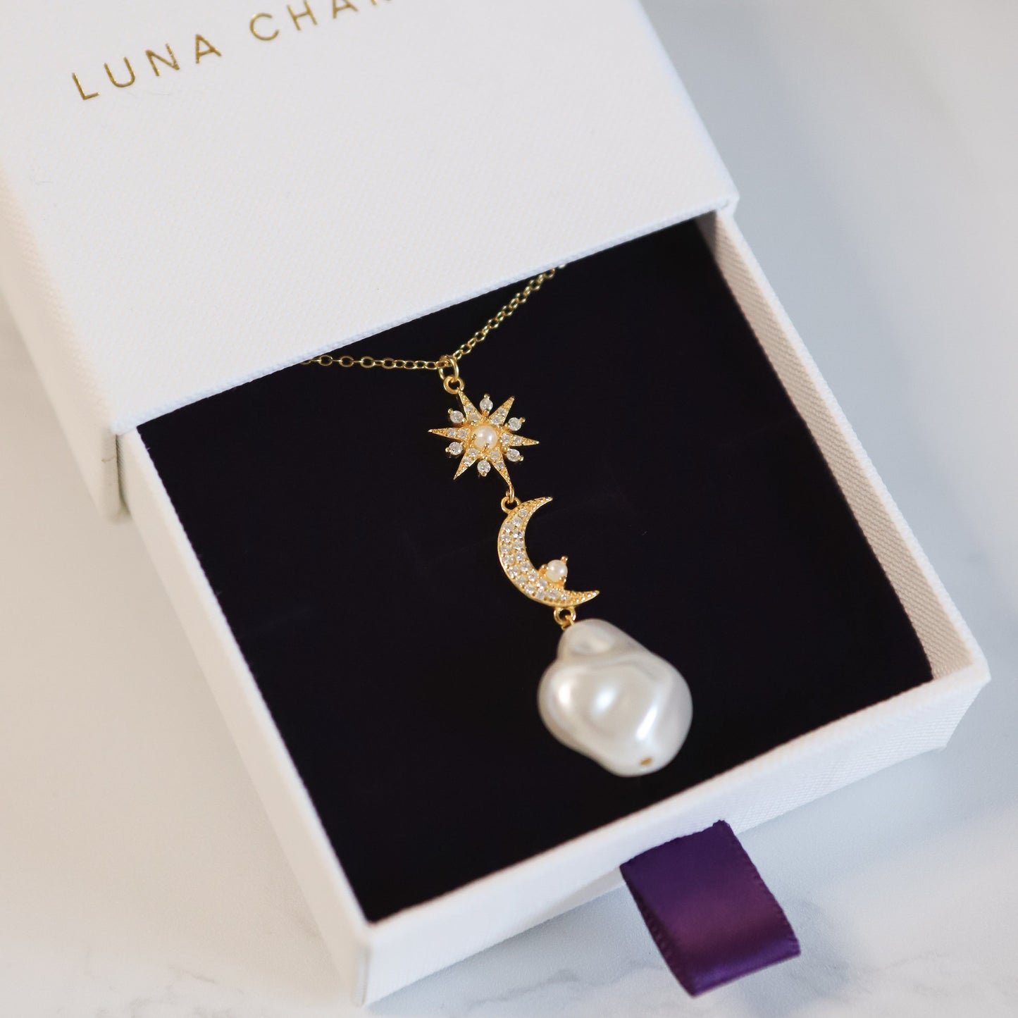 Bronte Pearl Drop Necklace | 18K Gold Plated