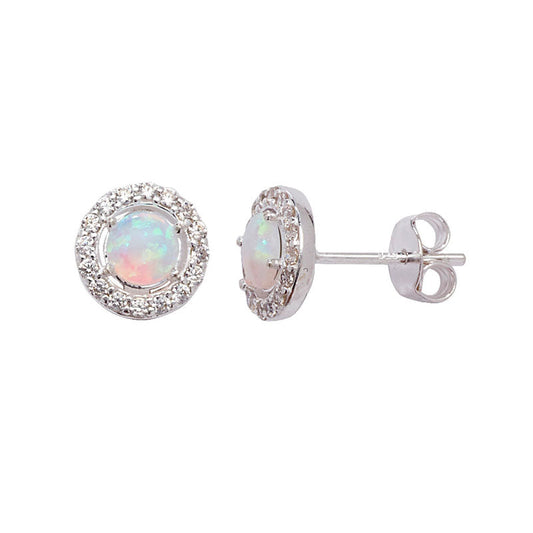 Classic Opal Halo Earrings