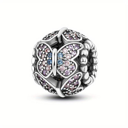 Cubic Zirconia Butterfly Bead Charm