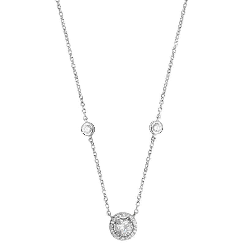 Cubic Zirconia Halo Dot Necklace
