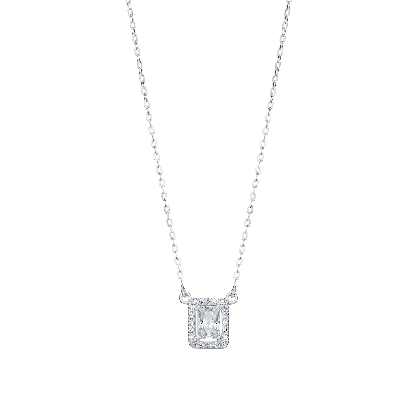 Cubic Zirconia Halo Drop Necklace