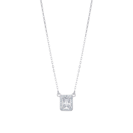 Cubic Zirconia Halo Drop Necklace