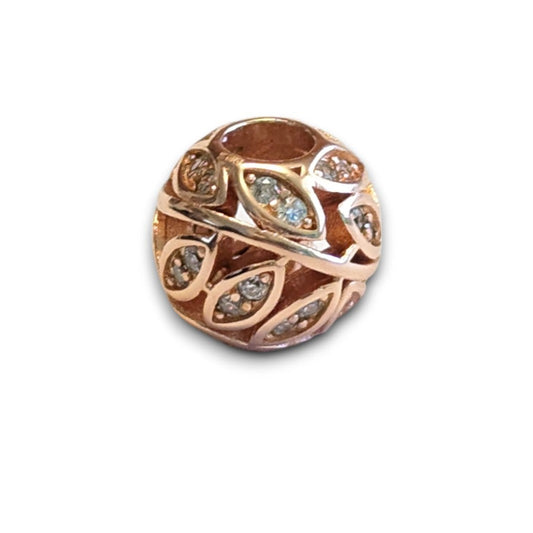 Cubic Zirconia Leaf Bead Charm