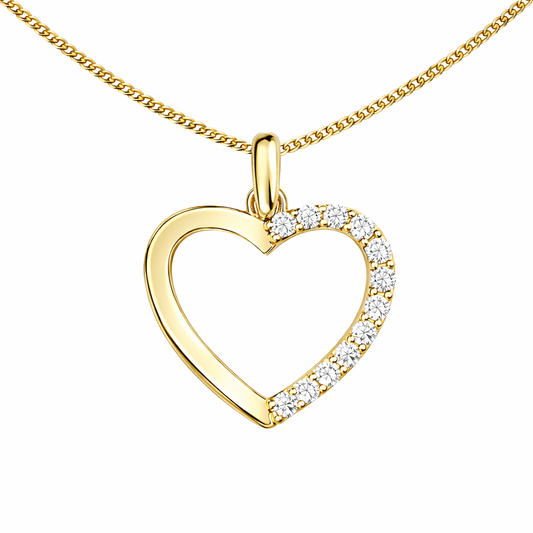 Cubic Zirconia Open Heart Pendant Necklace