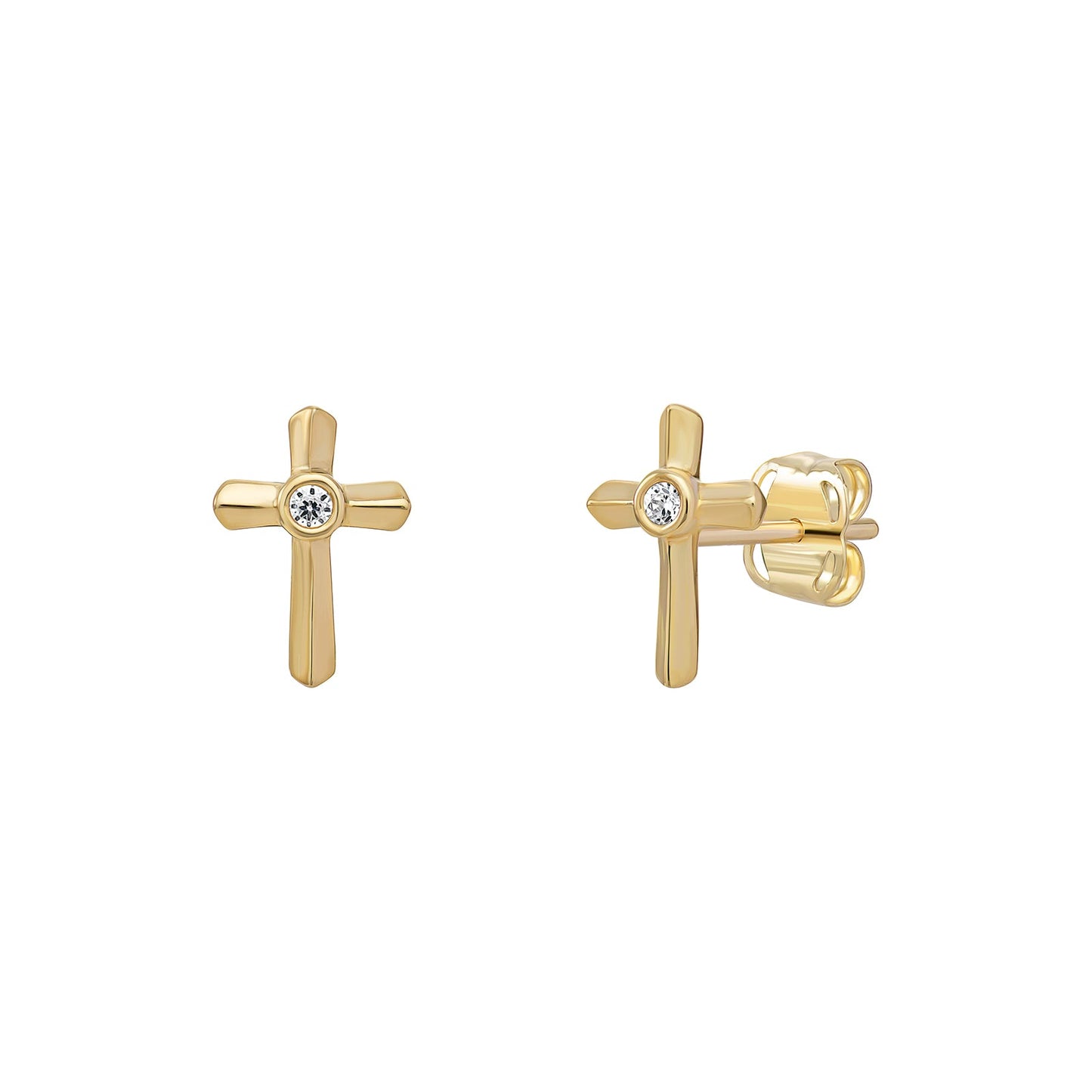 Classic Cubic Zirconia Cross Stud Earrings