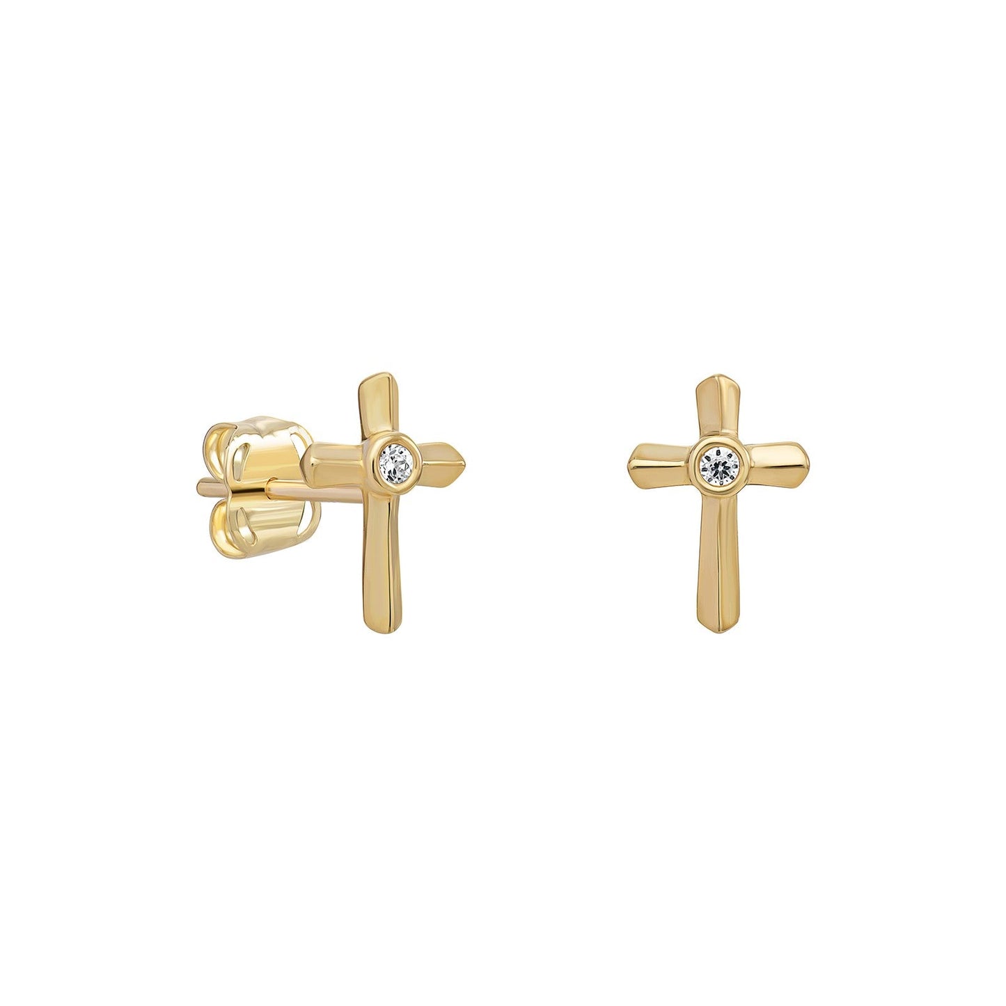 Classic Cubic Zirconia Cross Stud Earrings