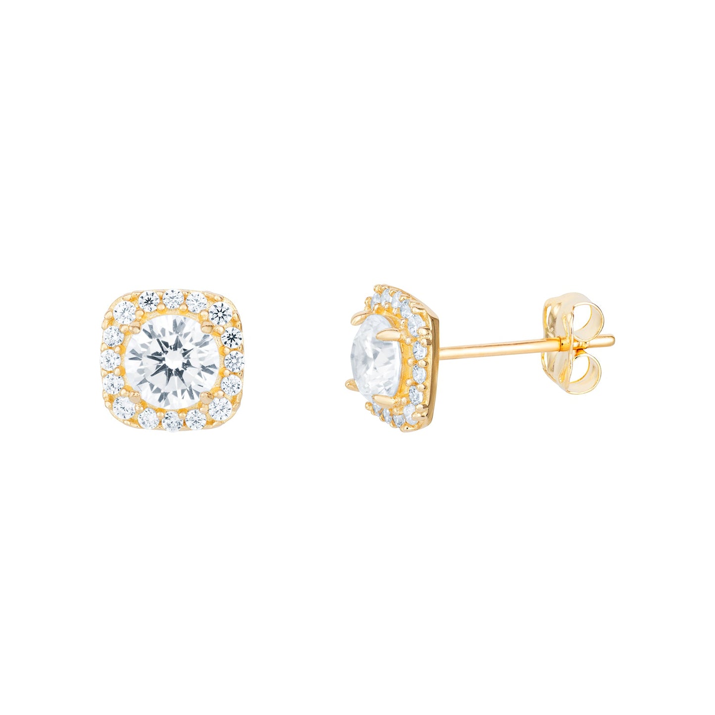 Cushion Halo Stud Earrings